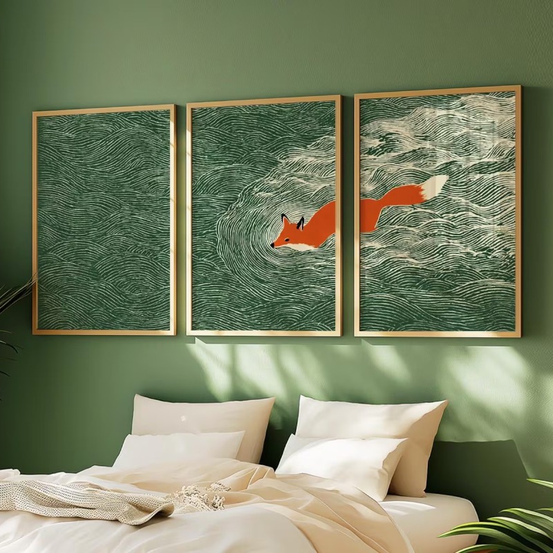 Badminton Poster - Japanese Fox Ocean Wall Art Set