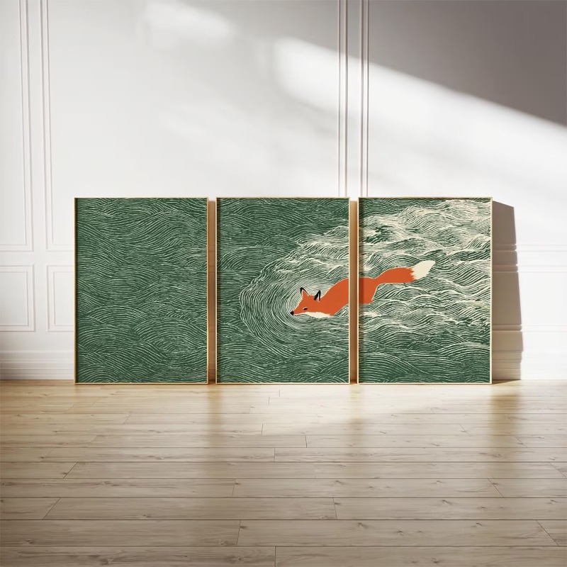 Japanese Fox Ocean Wall Art Se - Badminton Poster review and price
