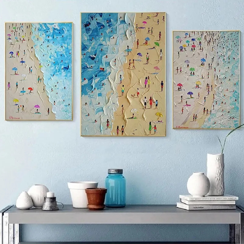 Summer Beach Seascape Oil Pain - Badminton Poster review and price