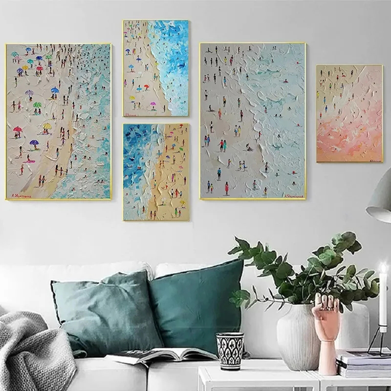 Summer Beach Seascape Oil Pain - Badminton Poster review and price