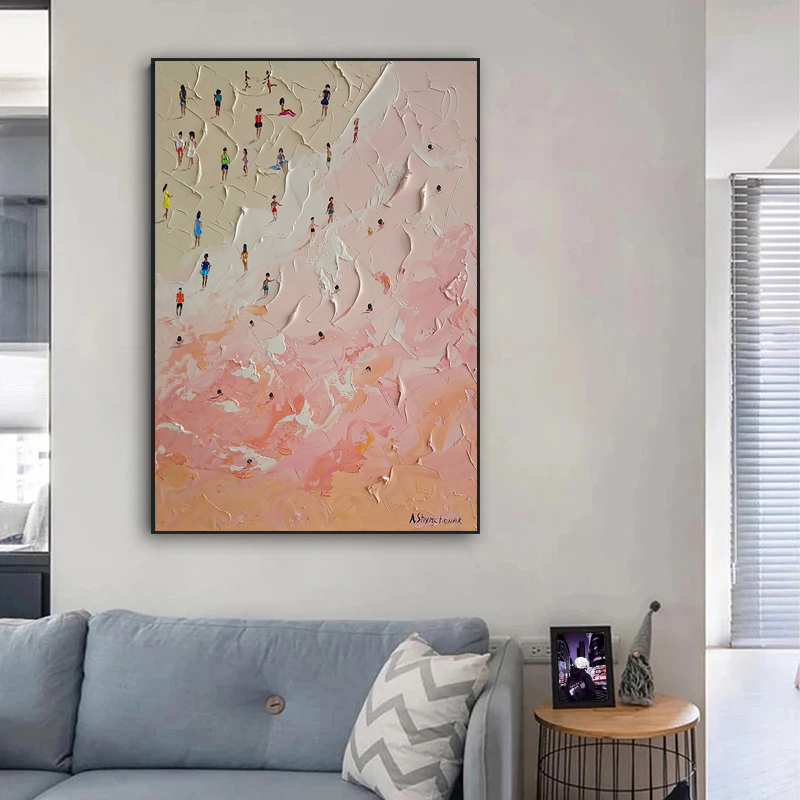 Summer Beach Seascape Oil Pain - Badminton Poster review and price