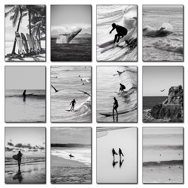 Fine Surfing Black and White P - Badminton Poster review and price